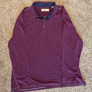 Tommy Bahama 2XL Paradiso Soft Modal Blend Long Sleeve Polo Shirt Purp/Rum Berry